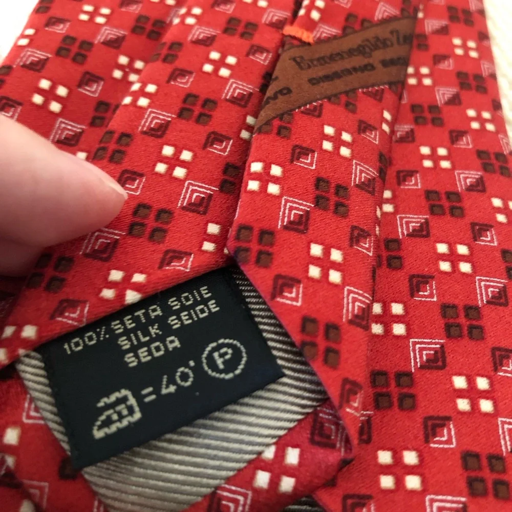 Ermenegildo Zenga red square patterned tie silk